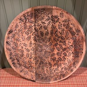 Creative Co-Op Carved Wooden Plate - Brown